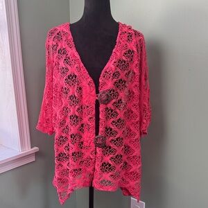 Le Moda cardigan sweater, melon color XXL